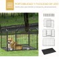Parque para Mascotas Rectangular Parque de Juegos para Mascotas 4 Paneles de Acero 109x74x71 cm con Puerta de Doble Pestillo y B