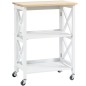 Carrito de Cocina Plegable Carro Auxiliar con Ruedas Carro Verdulero con 2 Estantes para Comedor 60x40x84 cm Blanco