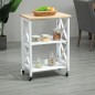 Carrito de Cocina Plegable Carro Auxiliar con Ruedas Carro Verdulero con 2 Estantes para Comedor 60x40x84 cm Blanco