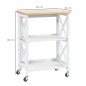 Carrito de Cocina Plegable Carro Auxiliar con Ruedas Carro Verdulero con 2 Estantes para Comedor 60x40x84 cm Blanco
