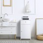 Armario de Baño con 1 Cajón 1 Puerta y Estante Ajustable Interior Mueble Auxiliar de Almacenaje 43x34x77 cm Blanco