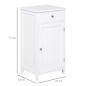 Armario de Baño con 1 Cajón 1 Puerta y Estante Ajustable Interior Mueble Auxiliar de Almacenaje 43x34x77 cm Blanco