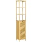 Estantería de Baño de Bambú Armario Alto para Baño con 3 Estantes y 1 Puerta Mueble Columna de Almacenaje 34x30x173 cm Natural