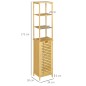 Estantería de Baño de Bambú Armario Alto para Baño con 3 Estantes y 1 Puerta Mueble Columna de Almacenaje 34x30x173 cm Natural