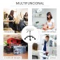 Taburete Giratorio con Ruedas Regulable en Altura de 48-63 cm Taburete de Trabajo Tapizado en Cuero PU para Peluquería Cosmética