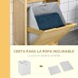 Mueble Auxiliar de Baño de Bambú Armario para Baño con 2 Estantes y 1 Cajón de Tela Extraíble Mueble de Almacenaje para Salón Co