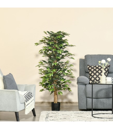 Planta Artificial con Macetas y 1008 Hojas Realistas para Decoración del Hogar Salón Dormitorio Ø17x150 cm Verde