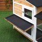 Conejera de Madera Exterior Jaula para Conejos de 2 Niveles con Techo Asfáltico 2 Corrales de Metal Bandeja Extraíble 2 Puertas