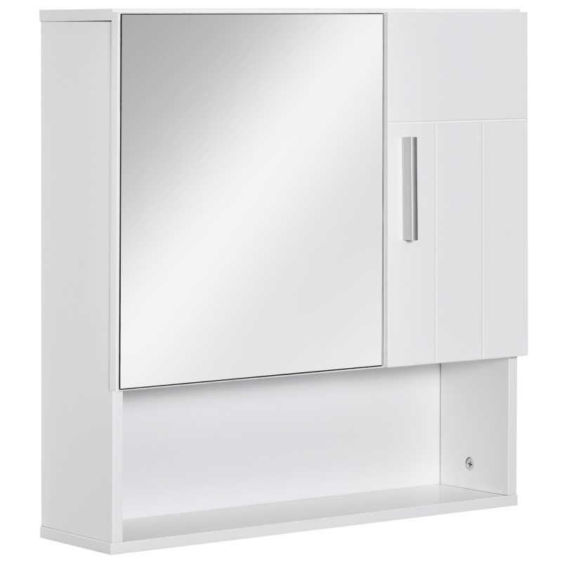 Armario de Baño con Espejo Mueble Colgante de Aseo con 2 Puertas y 2 Estantes Ajustables Interiores 54x15,2x55,3 cm Blan