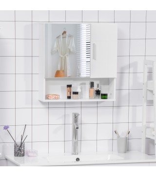 Armario de Baño con Espejo Mueble Colgante de Aseo con 2 Puertas y 2 Estantes Ajustables Interiores 54x15,2x55,3 cm Blan