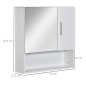 Armario de Baño con Espejo Mueble Colgante de Aseo con 2 Puertas y 2 Estantes Ajustables Interiores 54x15,2x55,3 cm Blan