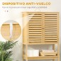 Mueble de Bambú sobre Inodoro Armario Alto para Lavadora con 2 Puertas 1 Balda Interior y 1 Estante de Almacenaje para Baño 60x2