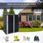 Cobertizo Exterior 1,07m² 142x86x189 cm con Puerta y Orificios de Drenaje para Almacenamiento de Herramientas Gris Cobertizo Exterior 1,07m² 142x86x189 cm con Puerta y Orificios de Drenaje para Almacenamiento de Herramientas Gris