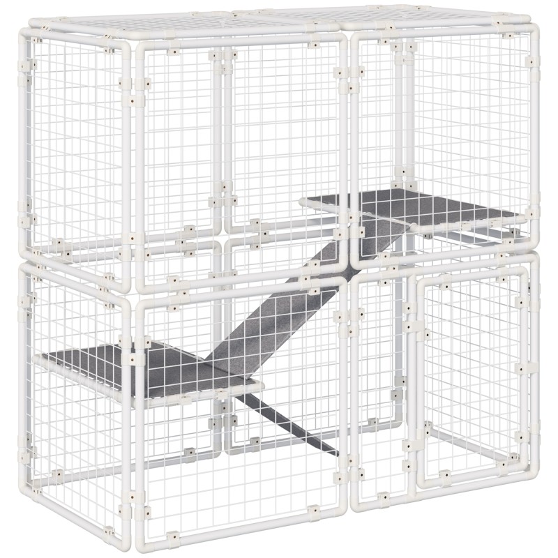 Valla Metálica para Mascotas Parque para Conejos Conejera con 16 Paneles Puerta con Pestillo y Escalera para Cobayas Gatos Cacho