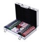 Maletín de Poker Profesional de Aluminio con 200 Fichas Juego Set de Poker Casino con 5 Dados 2 Barajas de Cartas y 1 Ficha de C