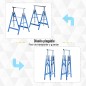 Set de 2 Caballetes Metálicos Plegables con Altura Ajustable Caballetes de Sierra de Acero 68x58x80-130 cm Azul