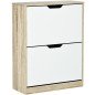 Armario de Zapatos Zapatero de Madera con 2 Puertas Abatibles 4 Estantes para 8 Pares 62,5x26x81 cm Blanco y Natural