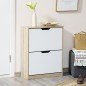 Armario de Zapatos Zapatero de Madera con 2 Puertas Abatibles 4 Estantes para 8 Pares 62,5x26x81 cm Blanco y Natural Armario de Zapatos Zapatero de Madera con 2 Puertas Abatibles 4 Estantes para 8 Pares 62,5x26x81 cm Blanco y Natural