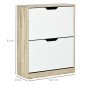 Armario de Zapatos Zapatero de Madera con 2 Puertas Abatibles 4 Estantes para 8 Pares 62,5x26x81 cm Blanco y Natural Armario de Zapatos Zapatero de Madera con 2 Puertas Abatibles 4 Estantes para 8 Pares 62,5x26x81 cm Blanco y Natural