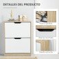 Armario de Zapatos Zapatero de Madera con 2 Puertas Abatibles 4 Estantes para 8 Pares 62,5x26x81 cm Blanco y Natural Armario de Zapatos Zapatero de Madera con 2 Puertas Abatibles 4 Estantes para 8 Pares 62,5x26x81 cm Blanco y Natural