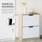 Armario de Zapatos Zapatero de Madera con 2 Puertas Abatibles 4 Estantes para 8 Pares 62,5x26x81 cm Blanco y Natural Armario de Zapatos Zapatero de Madera con 2 Puertas Abatibles 4 Estantes para 8 Pares 62,5x26x81 cm Blanco y Natural