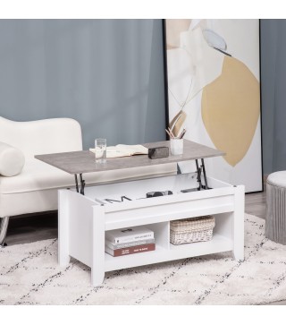 Mesa de Centro Elevable Mesa de Café con Encimera Elevable 2 Compartimentos Abiertos y Espacio Oculto de Almacenaje 105x