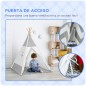 Tienda de Campaña para Niños de +3 Años Tipi Infantil de Madera Portátil con Ventana Colchoneta y Bolsa de Transporte para Inter