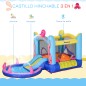 Castillo Inflable Infantil con Tobogán Cama de Salto Piscina Inflador y Bolsa de Transporte 360x175x180 cm Multicolor