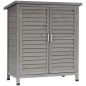Armario para Terraza de Madera con 2 Estantes Interiores 2 puertas y Techo Inclinado para Exterior Terreza 87x46,5x96,5 cm Gris