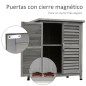 Armario para Terraza de Madera con 2 Estantes Interiores 2 puertas y Techo Inclinado para Exterior Terreza 87x46,5x96,5 cm Gris
