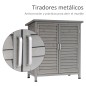Armario para Terraza de Madera con 2 Estantes Interiores 2 puertas y Techo Inclinado para Exterior Terreza 87x46,5x96,5 cm Gris