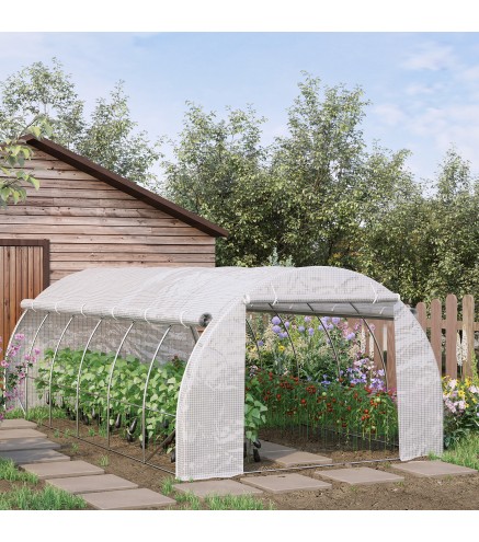 Invernadero de Exterior 6x3x2 m Invernadero de Túnel con Puerta y 12 Ventanas de Malla Enrollables Invernadero de Huerto para Pa