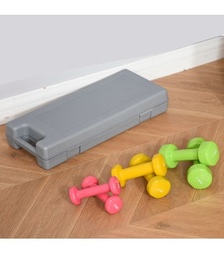 Juego de 6 Mancuernas Hexagonales de 1,5kg 1kg y 0,5kg con Revestimiento de Neopreno con Maletín 43x18x7,5 cm Multicolor