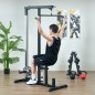 Máquina de Musculación Estación de Entrenamiento para Jalón al Pecho con Polea y Asiento Regulable para Entrenamiento en Gimnasi