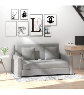 Sofá Cama de 2 Plazas Sofá Cama Tapizado en Poli Algodón con 2 Cojines Desmontables y Espacio de Almacenamiento Sofá Dob
