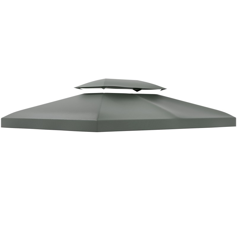 Toldo de Repuesto 4x3 m con Techo Doble para Cenador con Orificios de Drenaje Solo Toldo NO Incluye Marco Gris Oscuro