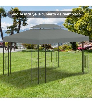 Toldo de Repuesto 4x3 m con Techo Doble para Cenador con Orificios de Drenaje Solo Toldo NO Incluye Marco Gris Oscuro