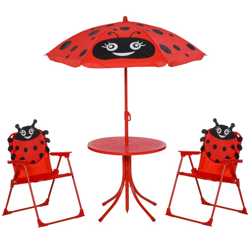 Set de Mesa y Sillas Infantil de Jardín Conjunto de Picnic Plegable para Niños Juego de Mesa con Sombrilla Ajustable en Altura d Set de Mesa y Sillas Infantil de Jardín Conjunto de Picnic Plegable para Niños Juego de Mesa con Sombrilla Ajustable en Altura d