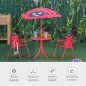 Set de Mesa y Sillas Infantil de Jardín Conjunto de Picnic Plegable para Niños Juego de Mesa con Sombrilla Ajustable en Altura d