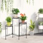 Soporte para Plantas de Metal Mecetas Plegable Estantería para Flores con 3 Estantes y Bordes de Azulejo para Decoración Interio