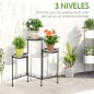 Soporte para Plantas de Metal Mecetas Plegable Estantería para Flores con 3 Estantes y Bordes de Azulejo para Decoración Interio