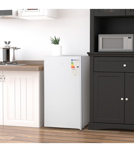 Mini Nevera Silenciosa 91L Clase E Frigorífico Pequeño Nevera Pequeña Bajo Encimera con Temperatura Regulable 5 Niveles