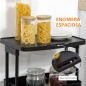 Carrito Auxiliar con Ruedas Carro de Almacenaje de 3 Niveles para Baño Cocina Dormitorio Oficina 46x34,5x76,5 cm Negro