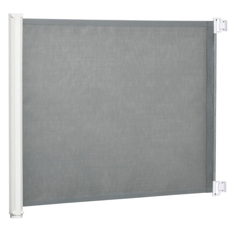 Barrera Seguridad para Perros Extensible Barrera para Mascotas con Extensión de Acero 5,5-115x5,5x82,5 cm Gris
