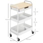Carrito de Cocina con Ruedas Carro de Almacenamiento con Cajón Extraíble 2 Cestas y Frenos para Baño Salón Dormitorio 43,9x30,5x