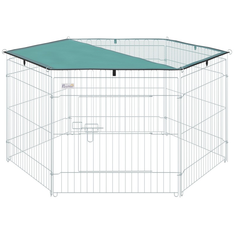 Parque de Juegos para Perros 6 Paneles 59x60 cm Plegables Empalme libre Valla Metálica para Mascotas con Puerta con Pestillo y T