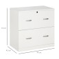 Cajonera de Oficina con 2 Cajones para Carpetas Colgantes con Cerradura y 2 Llaves 77x42x72 cm Blanco