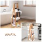 Estantería de Baño de Bambú con 3 Estantes Estantería de Almacenaje Estantería de Madera en Forma de A 30x18x81 cm Natural y Bla