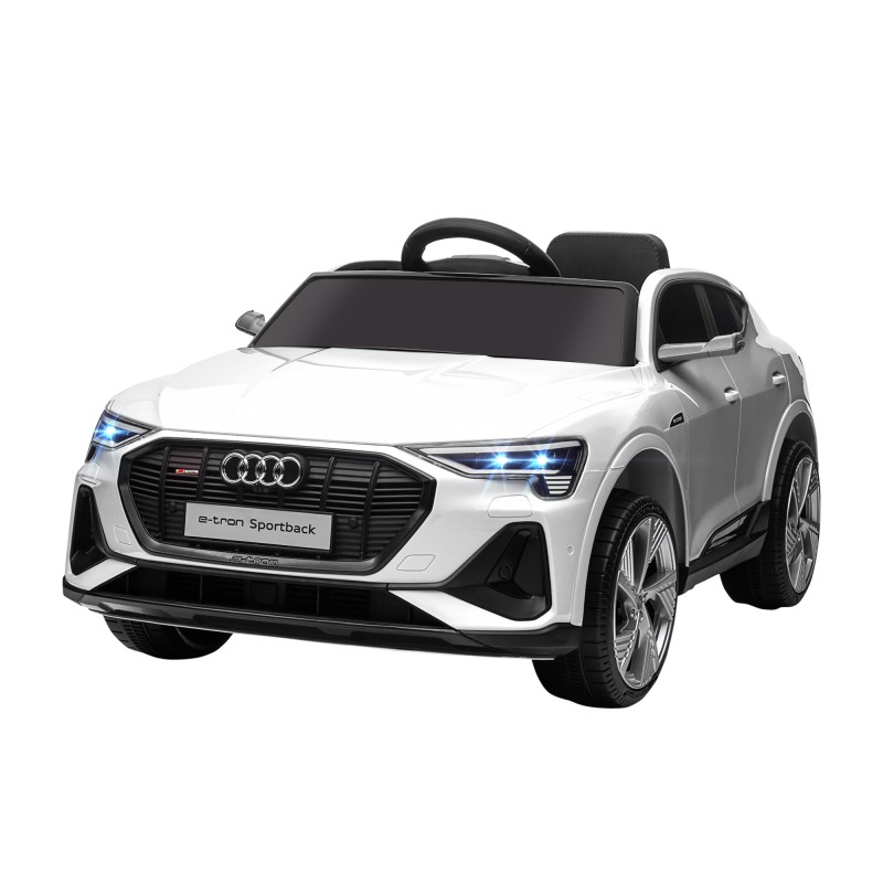 Coche de Batería para Niños 12V Audi E-tron con Mando a Distancia Faros Bocina Música Velocidad 3-5 km/h Blanco