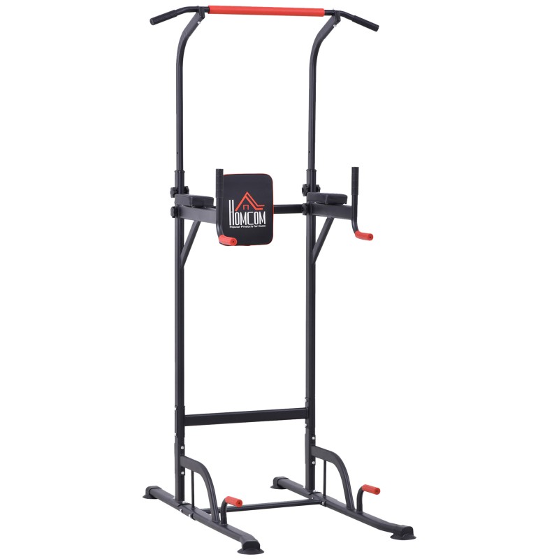 Máquina de Dominadas con Altura Ajustable Carga Máx. 120 kg para Entrenamiento Fitness 123x98x189-239 cm Negro y Rojo